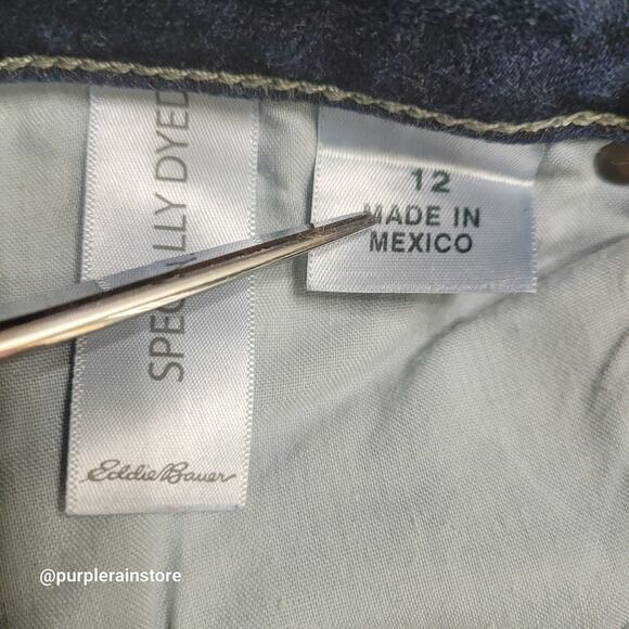 Eddie Bauer Jeans 12 Slightly Curvy Straight Mid Rise Dark Wash Stretch Denim - Picture 4 of 12